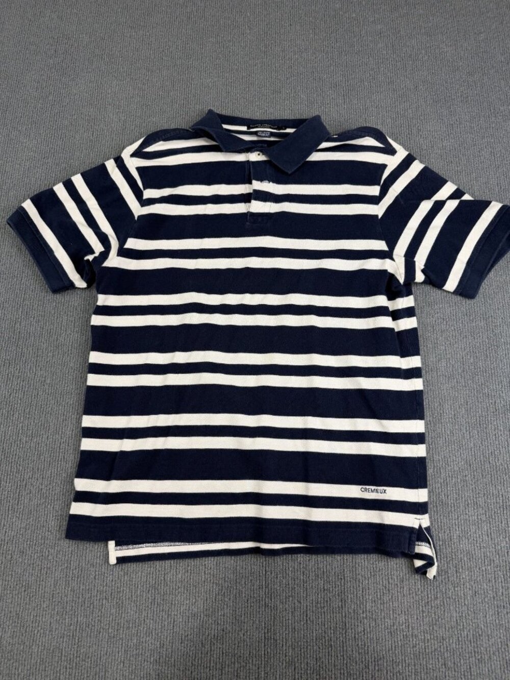 Daniel Cremieux Navy & White Striped Short Sleeve Polo Shirt L